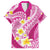 Plumeria Polynesian Pink Glitter Pattern Family Matching Summer Maxi Dress and Hawaiian Shirt