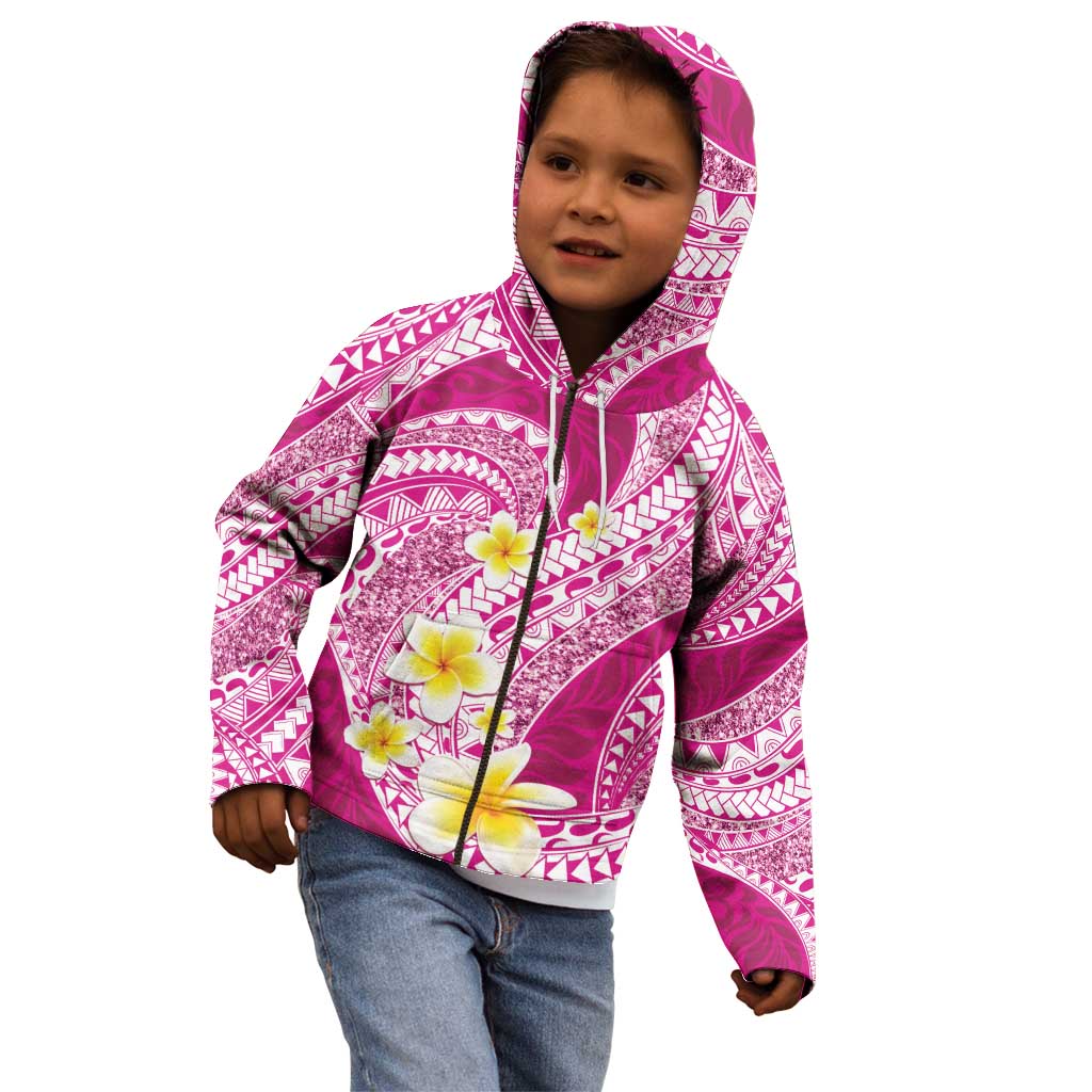Plumeria Polynesian Pink Glitter Pattern Kid Hoodie