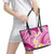 Plumeria Polynesian Pink Glitter Pattern Leather Tote Bag