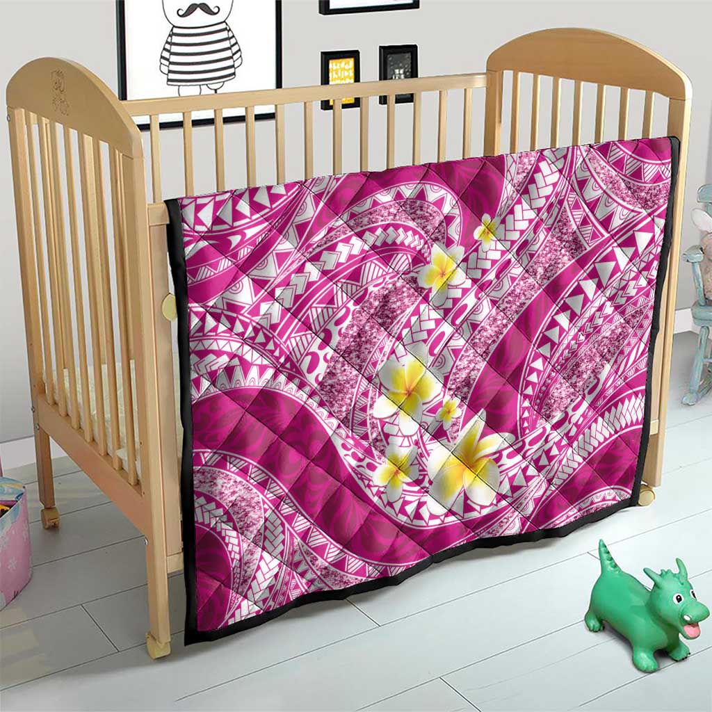 Plumeria Polynesian Pink Glitter Pattern Quilt LT01 - Polynesian Pride
