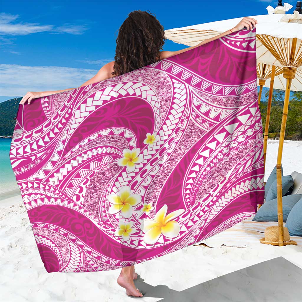 Plumeria Polynesian Pink Glitter Pattern Sarong LT01 One Size 44 x 66 inches Pink - Polynesian Pride
