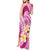 Plumeria Polynesian Pink Glitter Pattern Tank Maxi Dress