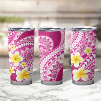 Plumeria Polynesian Pink Glitter Pattern Tumbler Cup