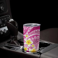 Plumeria Polynesian Pink Glitter Pattern Tumbler Cup