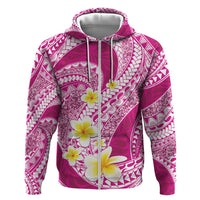 Plumeria Polynesian Pink Glitter Pattern Zip Hoodie LT01 Zip Hoodie Pink - Polynesian Pride