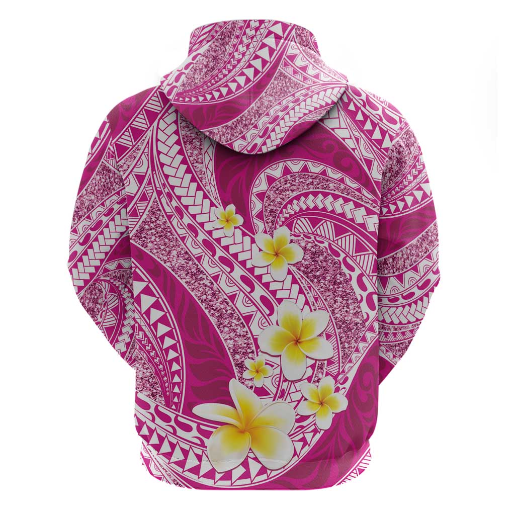 Plumeria Polynesian Pink Glitter Pattern Zip Hoodie LT01 - Polynesian Pride