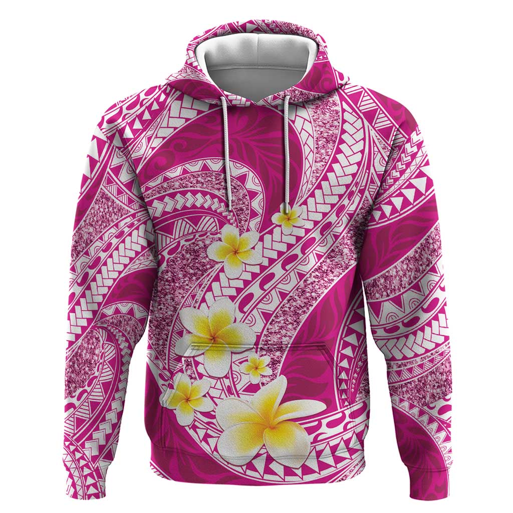 Plumeria Polynesian Pink Glitter Pattern Zip Hoodie LT01 Pullover Hoodie Pink - Polynesian Pride