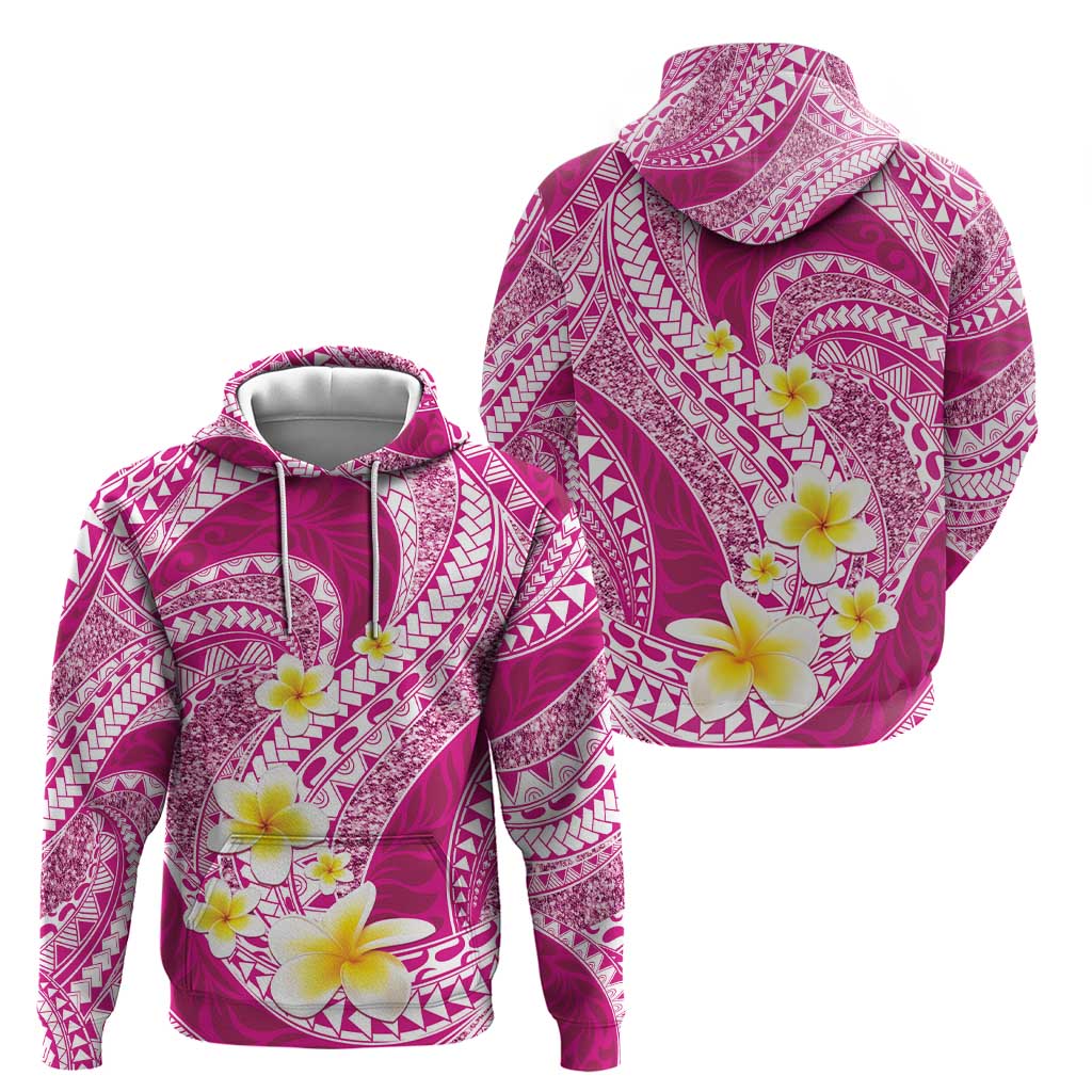 Plumeria Polynesian Pink Glitter Pattern Zip Hoodie LT01 - Polynesian Pride