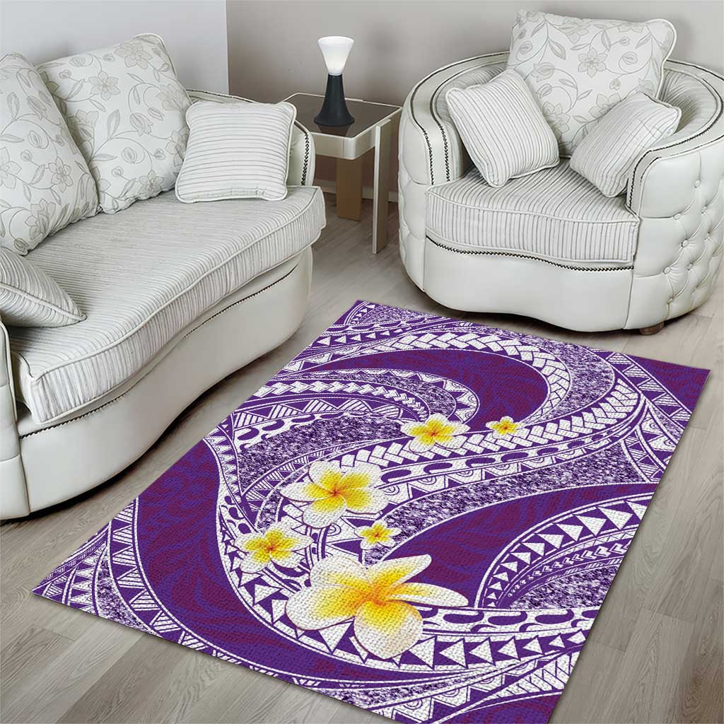 Plumeria Polynesian Purple Glitter Pattern Area Rug