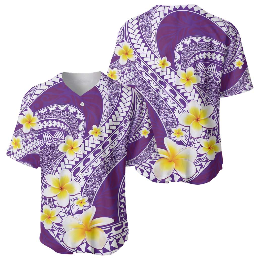 Plumeria Polynesian Purple Glitter Pattern Baseball Jersey LT01 - Polynesian Pride
