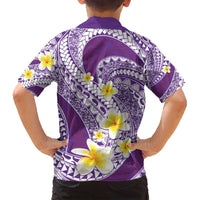 Plumeria Polynesian Purple Glitter Pattern Family Matching Off Shoulder Short Dress and Hawaiian Shirt LT01 - Polynesian Pride
