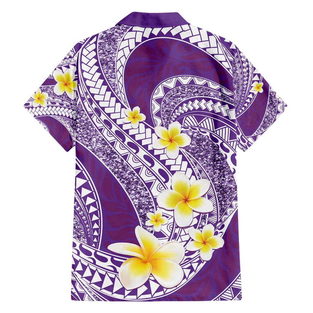 Plumeria Polynesian Purple Glitter Pattern Family Matching Tank Maxi Dress and Hawaiian Shirt LT01 - Polynesian Pride