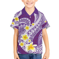 Plumeria Polynesian Purple Glitter Pattern Family Matching Tank Maxi Dress and Hawaiian Shirt LT01 Son's Shirt Purple - Polynesian Pride