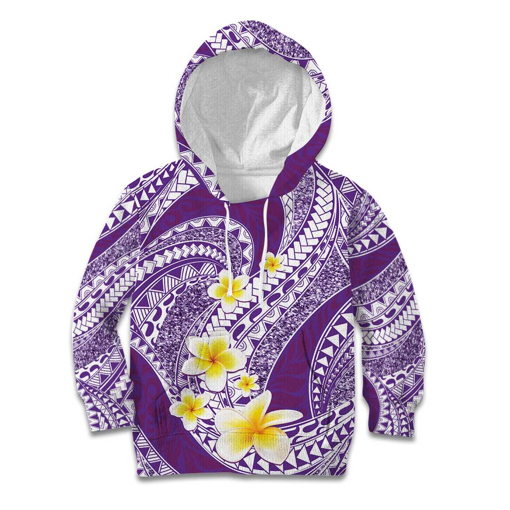 Plumeria Polynesian Purple Glitter Pattern Kid Hoodie