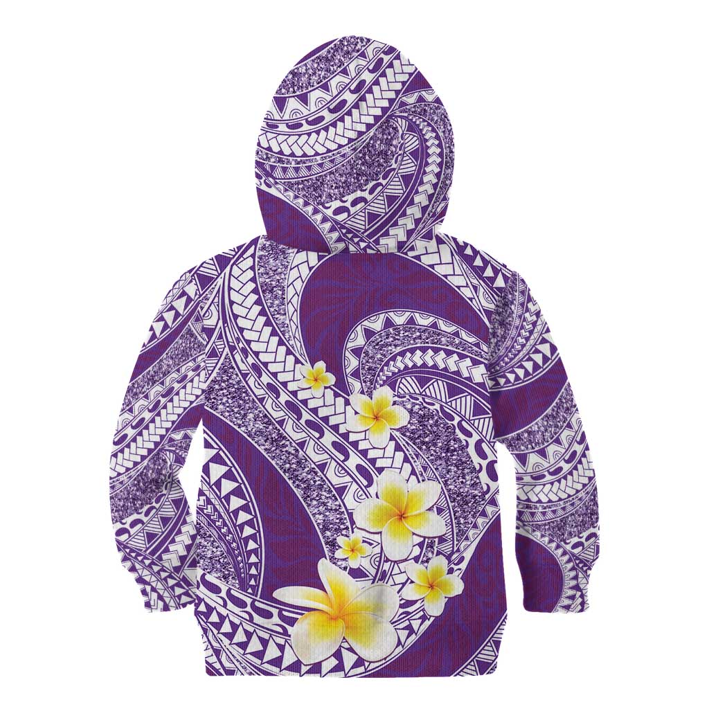 Plumeria Polynesian Purple Glitter Pattern Kid Hoodie