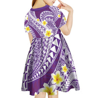 Plumeria Polynesian Purple Glitter Pattern Kid Short Sleeve Dress LT01 - Polynesian Pride