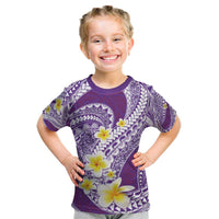 Plumeria Polynesian Purple Glitter Pattern Kid T Shirt