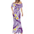 Plumeria Polynesian Purple Glitter Pattern Mermaid Dress