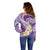 Plumeria Polynesian Purple Glitter Pattern Off Shoulder Sweater