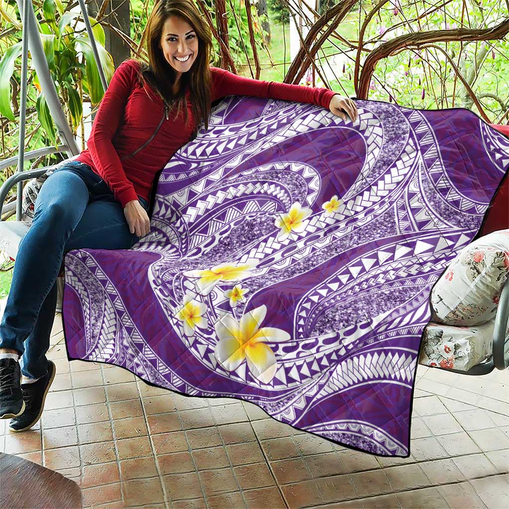 Plumeria Polynesian Purple Glitter Pattern Quilt LT01 - Polynesian Pride