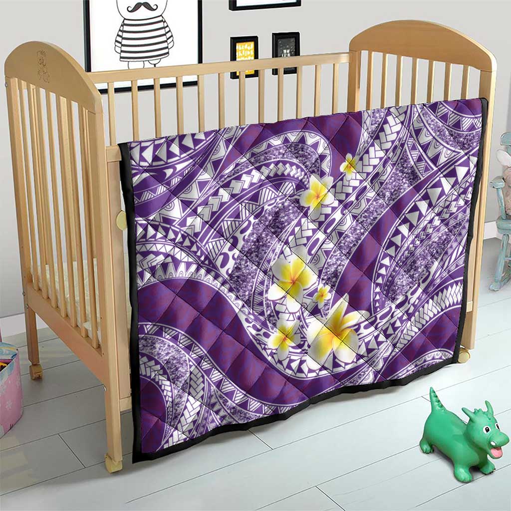 Plumeria Polynesian Purple Glitter Pattern Quilt LT01 - Polynesian Pride