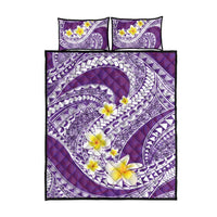 Plumeria Polynesian Purple Glitter Pattern Quilt Bed Set