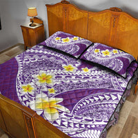 Plumeria Polynesian Purple Glitter Pattern Quilt Bed Set