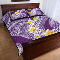 Plumeria Polynesian Purple Glitter Pattern Quilt Bed Set