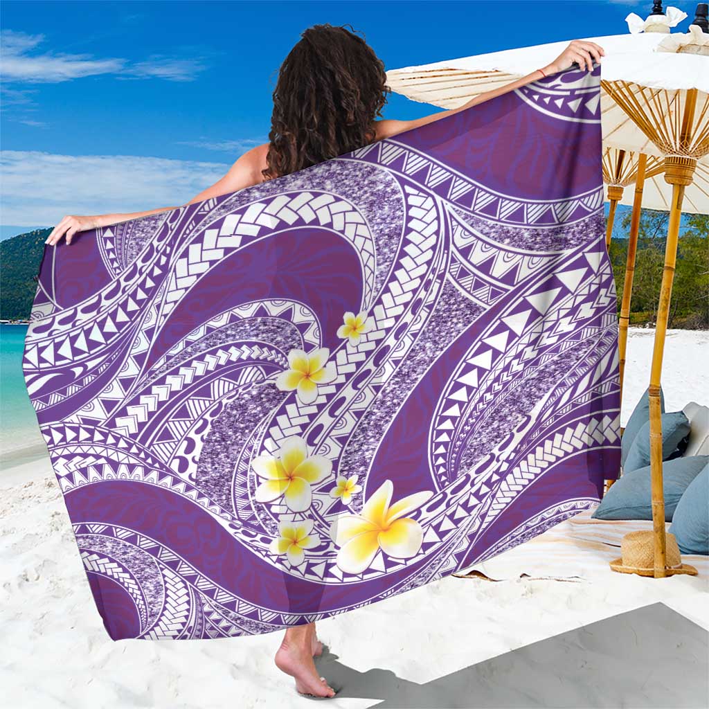 Plumeria Polynesian Purple Glitter Pattern Sarong LT01 One Size 44 x 66 inches Purple - Polynesian Pride