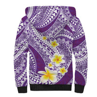 Plumeria Polynesian Purple Glitter Pattern Sherpa Hoodie