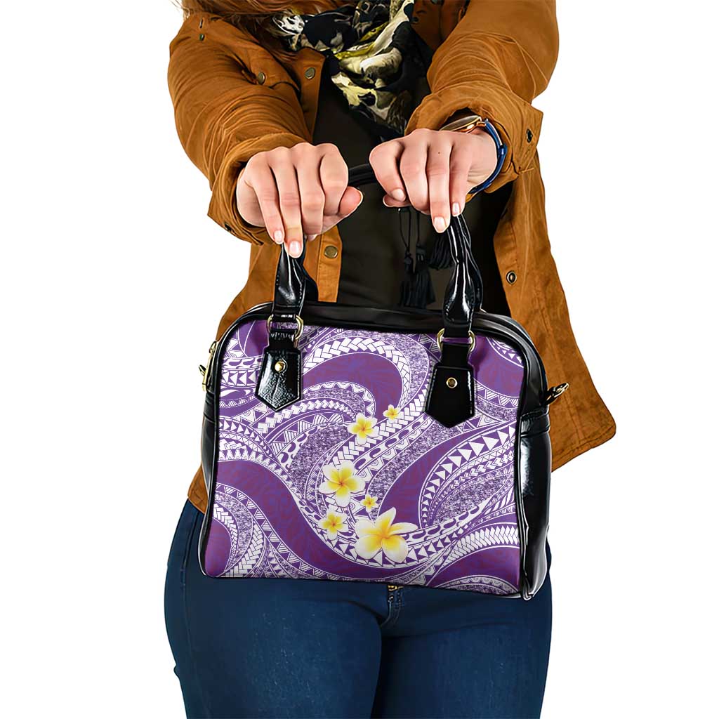 Plumeria Polynesian Purple Glitter Pattern Shoulder Handbag LT01 One Size Purple - Polynesian Pride