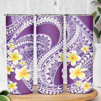 Plumeria Polynesian Purple Glitter Pattern Skinny Tumbler