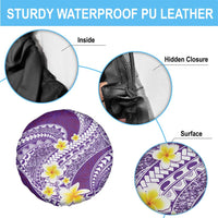 Plumeria Polynesian Purple Glitter Pattern Spare Tire Cover