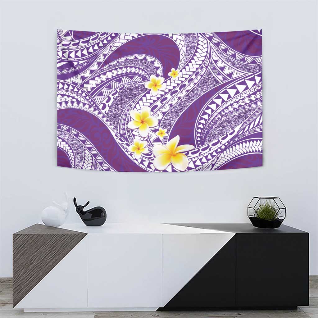 Plumeria Polynesian Purple Glitter Pattern Tapestry