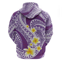 Plumeria Polynesian Purple Glitter Pattern Zip Hoodie