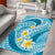 Plumeria Polynesian Sky Blue Glitter Pattern Area Rug