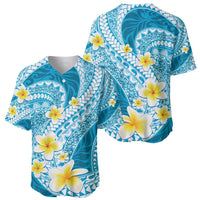 Plumeria Polynesian Sky Blue Glitter Pattern Baseball Jersey LT01 - Polynesian Pride