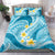 Plumeria Polynesian Sky Blue Glitter Pattern Bedding Set