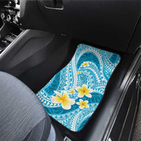 Plumeria Polynesian Sky Blue Glitter Pattern Car Mats