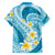 Plumeria Polynesian Sky Blue Glitter Pattern Family Matching Off The Shoulder Long Sleeve Dress and Hawaiian Shirt