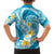 Plumeria Polynesian Sky Blue Glitter Pattern Family Matching Summer Maxi Dress and Hawaiian Shirt
