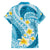 Plumeria Polynesian Sky Blue Glitter Pattern Family Matching Summer Maxi Dress and Hawaiian Shirt