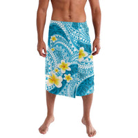 Plumeria Polynesian Sky Blue Glitter Pattern Lavalava