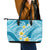 Plumeria Polynesian Sky Blue Glitter Pattern Leather Tote Bag