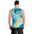 Plumeria Polynesian Sky Blue Glitter Pattern Men Tank Top