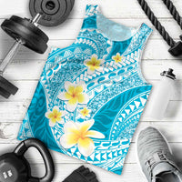 Plumeria Polynesian Sky Blue Glitter Pattern Men Tank Top