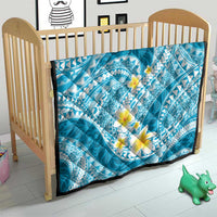 Plumeria Polynesian Sky Blue Glitter Pattern Quilt LT01 - Polynesian Pride