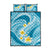 Plumeria Polynesian Sky Blue Glitter Pattern Quilt Bed Set