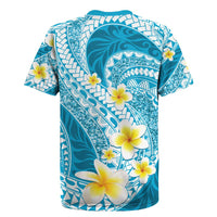 Plumeria Polynesian Sky Blue Glitter Pattern Rugby Jersey