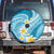 Plumeria Polynesian Sky Blue Glitter Pattern Spare Tire Cover